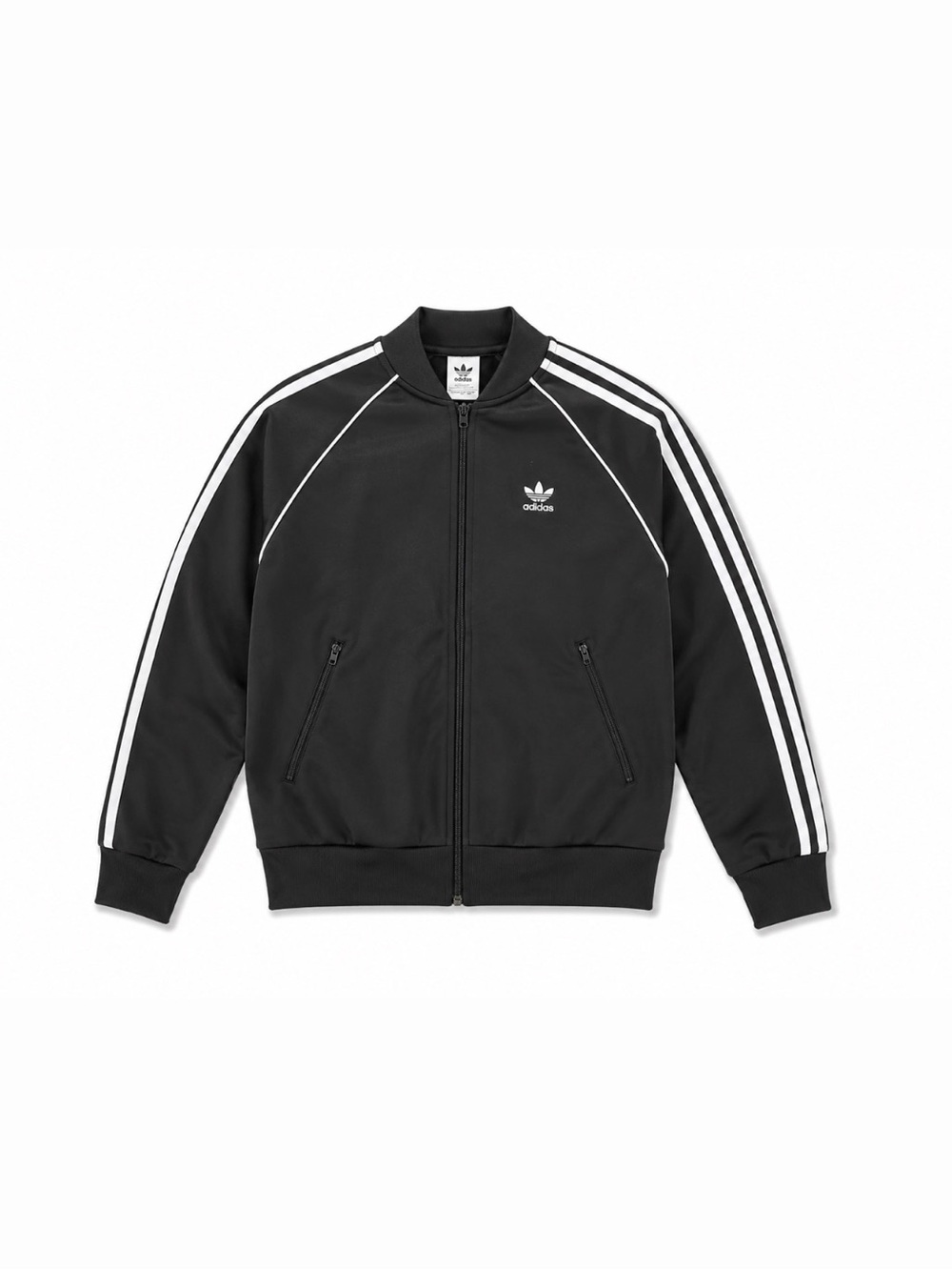 Adidas Black Track Jacket with White Stripes | Size XS
